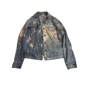 Style & Co. Women's XL Light Blue Frayed Edge Denim Jean Jacket